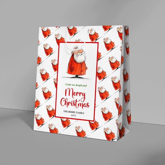 Sac Cadeau Moyen Quirky Santa Claus cheerful holiday gift bags (Quirky Santa Claus cheerful holiday gift bag design)