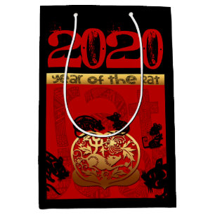 Sac Cadeau Moyen Rat Chinois coutume Nouvel An Zodiac Bithday MGB