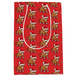 Sac Cadeau Moyen Rat portant un chapeau de père Noël