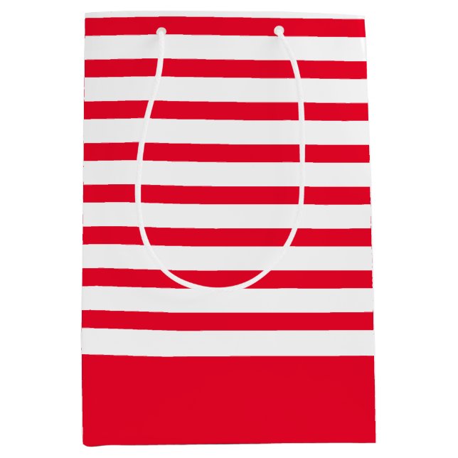 Sac Cadeau Moyen Rayé rouge et blanc (Devant)