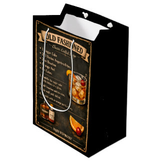 Sac Cadeau Moyen Recette de cocktail Old Fashioned de style vintage