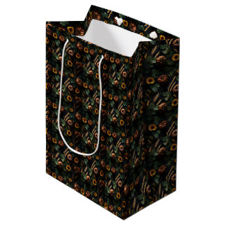 Sac Cadeau Moyen Récolte sombre d'automne – citrouilles, blé tourne