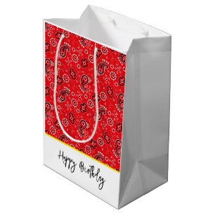 Sac Cadeau Moyen Red Bandana Jaune Joyeux Anniversaire Texte Occide