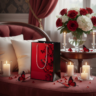 Sac Cadeau Moyen Red Butterfly Valentine’s Gift Bag
