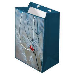 Sac Cadeau Moyen Red Cardinal dans Winter Nature Photo de Christmas