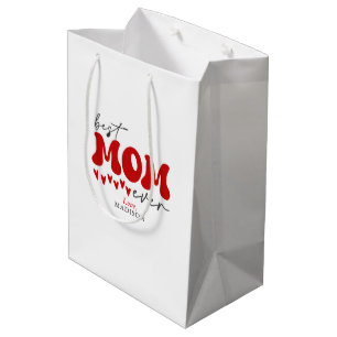 Sac Cadeau Moyen Red Grey mignonne meilleure maman jamais