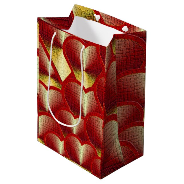 Sac Cadeau Moyen Red Hot Hearts (Devant Angle)