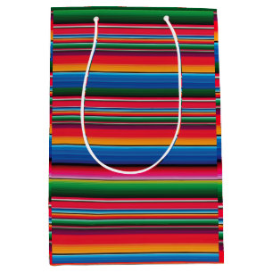 Sac Cadeau Moyen Red Serape Saltillo traditional mexican blanket Le