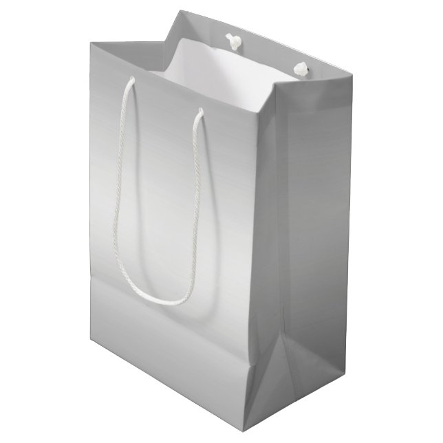 Sac Cadeau Moyen Regarder en argent métallique (Devant Angle)