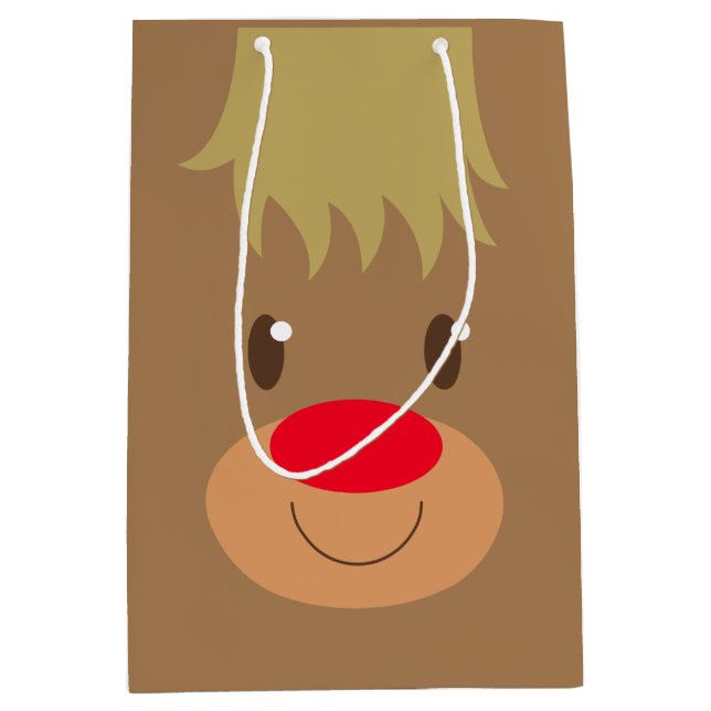 Sac Cadeau Moyen Reindeer Noël Vacances Moyen Cadeau (Devant)