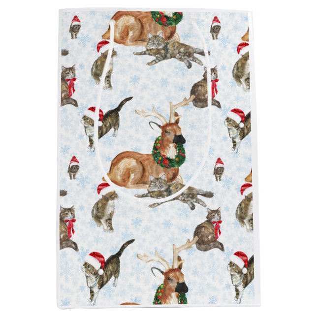 Sac Cadeau Moyen Reindeers and Kitty Cats (Devant)
