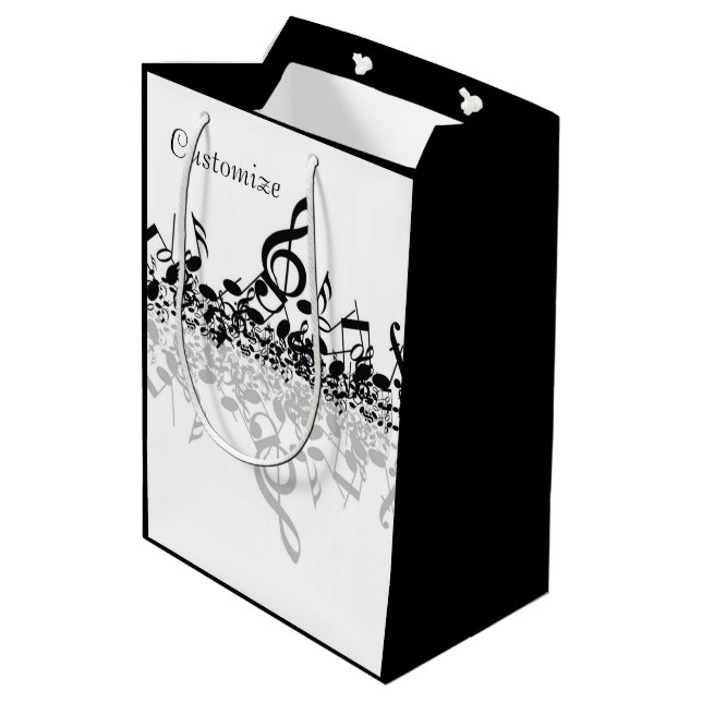 Sac Cadeau Moyen Remarques musicales noires, rien que des notes (Dos Angle)