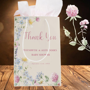 Sac Cadeau Moyen Remerciement pour Baby Shower Couple Wildflower