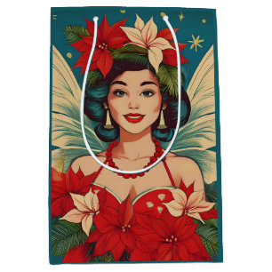 Sac Cadeau Moyen Retro les années 50 Tropical Christmas Pin-Up Beau