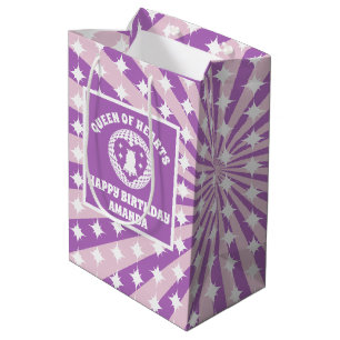 Sac Cadeau Moyen Retro Purple Reine Des Coeurs Anniversaire