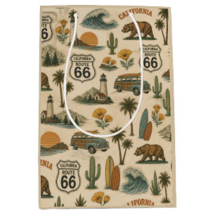 Sac Cadeau Moyen Rétro Route 66 Californie Bonheur au bord de la pl