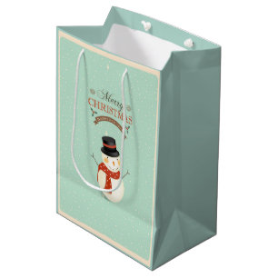 Sac Cadeau Moyen Retro Snowman - Joyeux Noël