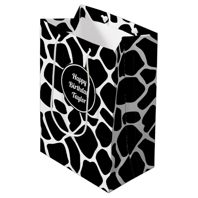 Sac Cadeau Moyen Retro Vibe Rustique Vache Cacher Motif Poster de a (Devant Angle)