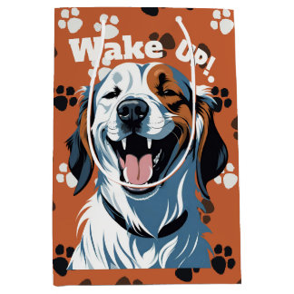 Sac Cadeau Moyen Réveillez-vous ! ! ! Golden retriever Pop Art par