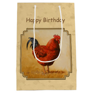 Sac Cadeau Moyen Rhode Island Red Rooster Yellow Arrière - plan
