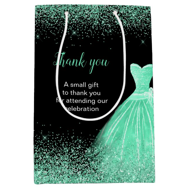 Sac Cadeau Moyen Robe verte Quinceanera Mint Robe Faux Parties scin (Devant)