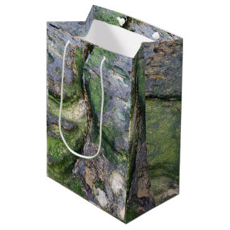 Sac Cadeau Moyen Roches de la plage moussue verte jade de Toowoon B