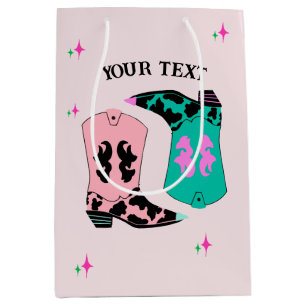 Sac Cadeau Moyen Rodéo des bottes de cowgirl rose moderne