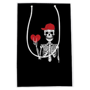 Sac Cadeau Moyen Roll Skeleton Mains Coeur Valentines Jour Crâne