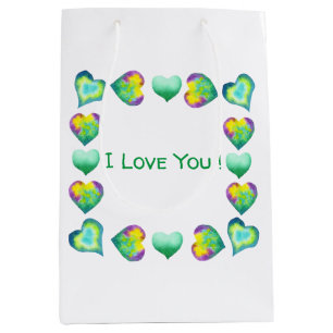 Sac Cadeau Moyen Romantique minimaliste Je t'aime Saint Valentin