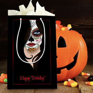 Sac Cadeau Moyen Rosa Sugar Skull Portrait