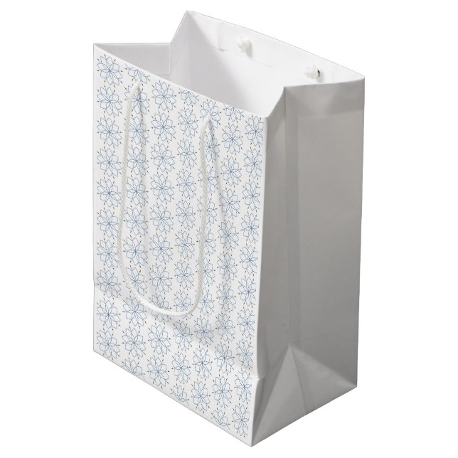 Sac Cadeau Moyen Rosaire Fleur Bleue en Fleur (Devant Angle)