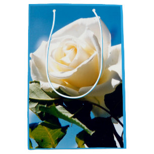 Sac Cadeau Moyen Rose blanche sous ciel bleu