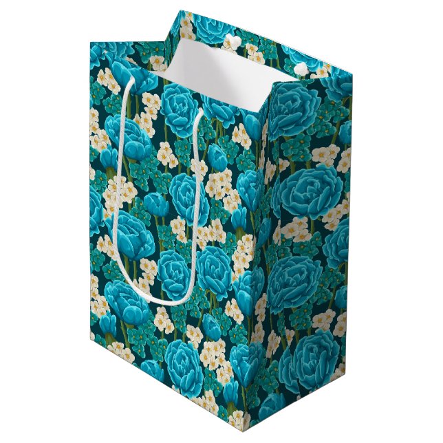 Sac cadeau moyen Rose bleu (Devant Angle)