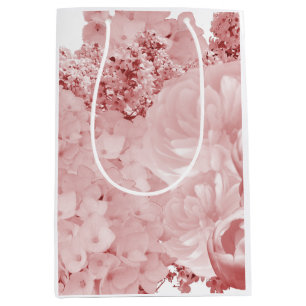 Sac cadeau moyen rose carmin floral