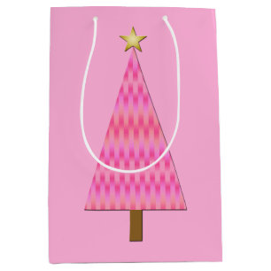 Sac Cadeau Moyen Rose et corail ombre moderne sapin de Noël