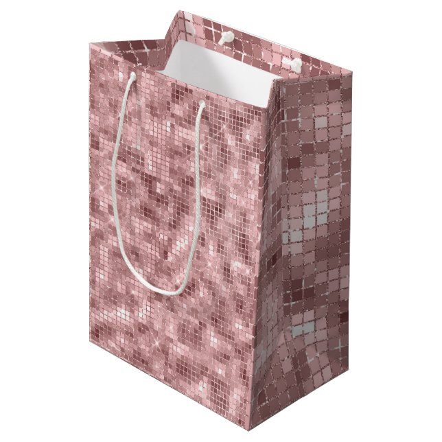 Sac Cadeau Moyen Rose étincelant Gold Rose luxe étincelant Fille Pa (Devant Angle)