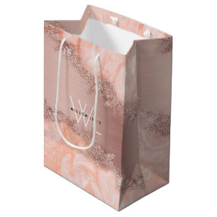 Sac Cadeau Moyen Rose Gold Blush rose Agate Géode Parties scintilla