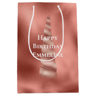 Sac Cadeau Moyen Rose Gold Glam Unicorn Anniversaire