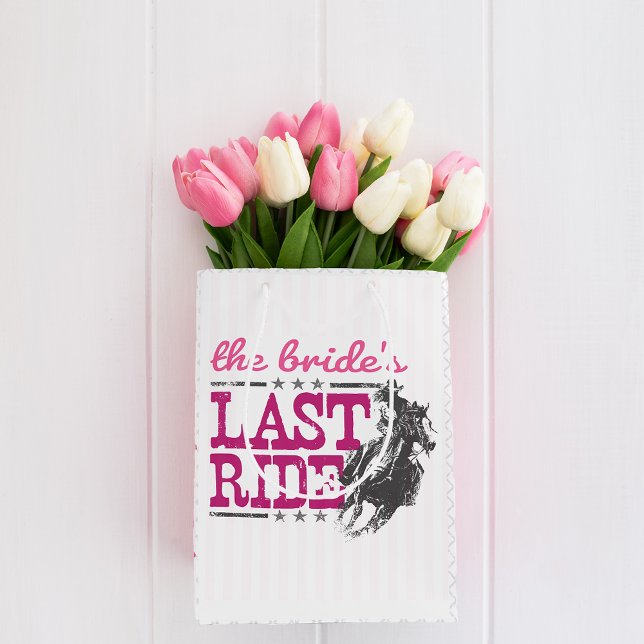 Sac Cadeau Moyen Rose La Dernière chevauchée de la mariée (Créateur téléchargé)