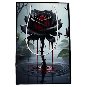 Sac Cadeau Moyen Rose noire sinistre 