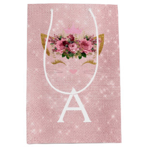 Sac Cadeau Moyen Rose Princess Kitten Rose Gold Blush Pink Parties 
