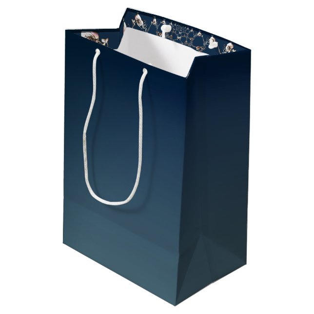 Sac Cadeau Moyen Rose Web on Gradient Blue Gift Bag (Dos Angle)