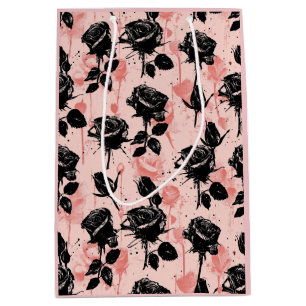 Sac Cadeau Moyen Roses du cimetière gothique rose et noir
