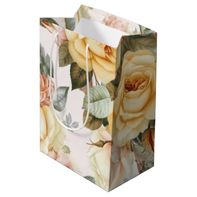 Sac Cadeau Moyen Roses jaunes vintage  (Dos Angle)