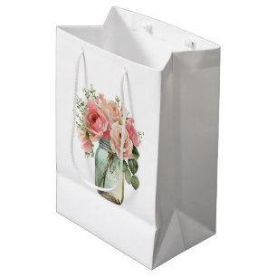 Sac Cadeau Moyen Roses roses roses Floral Mason Jar