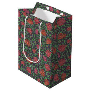 Sac Cadeau Moyen Roses rouges et fuchsia parfaites de style gothiqu