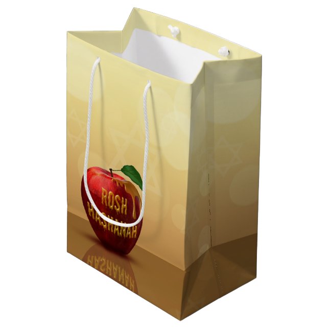 Sac Cadeau Moyen Rosh Hashanah Juif Nouvel An Honey Apple (Devant Angle)