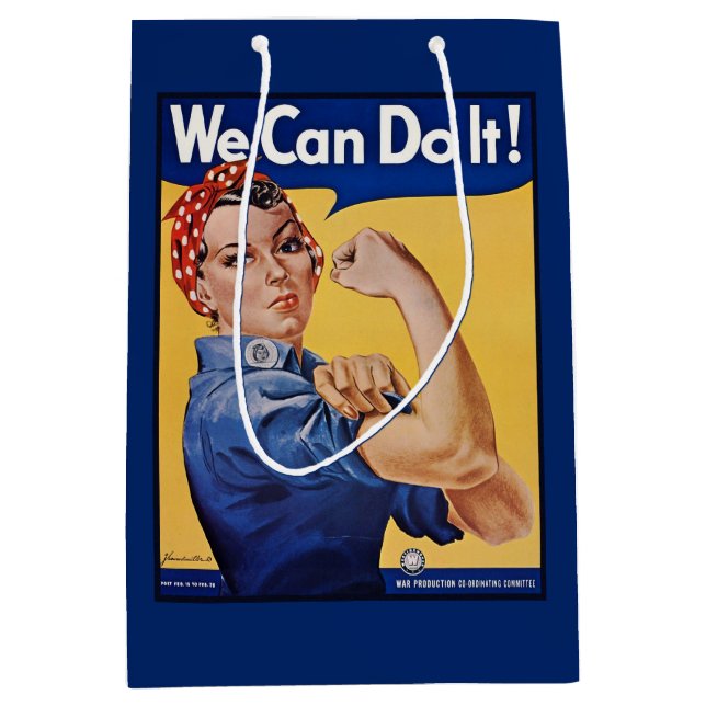 Sac Cadeau Moyen Rosie le Riveter : Une femme forte pour l'autonomi (Devant)