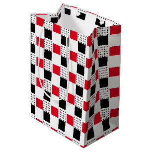 Sac Cadeau Moyen rouge noir et blanc Checkerboard classique décorat