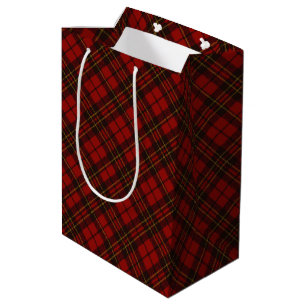 Sac Cadeau Moyen Rouge tartan Noël plaid vacances hiver motif
